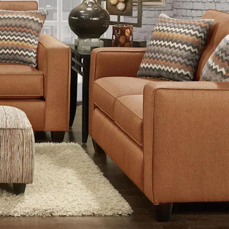 Contemporary Loveseat with Track Arms and Button Tufted Cushions